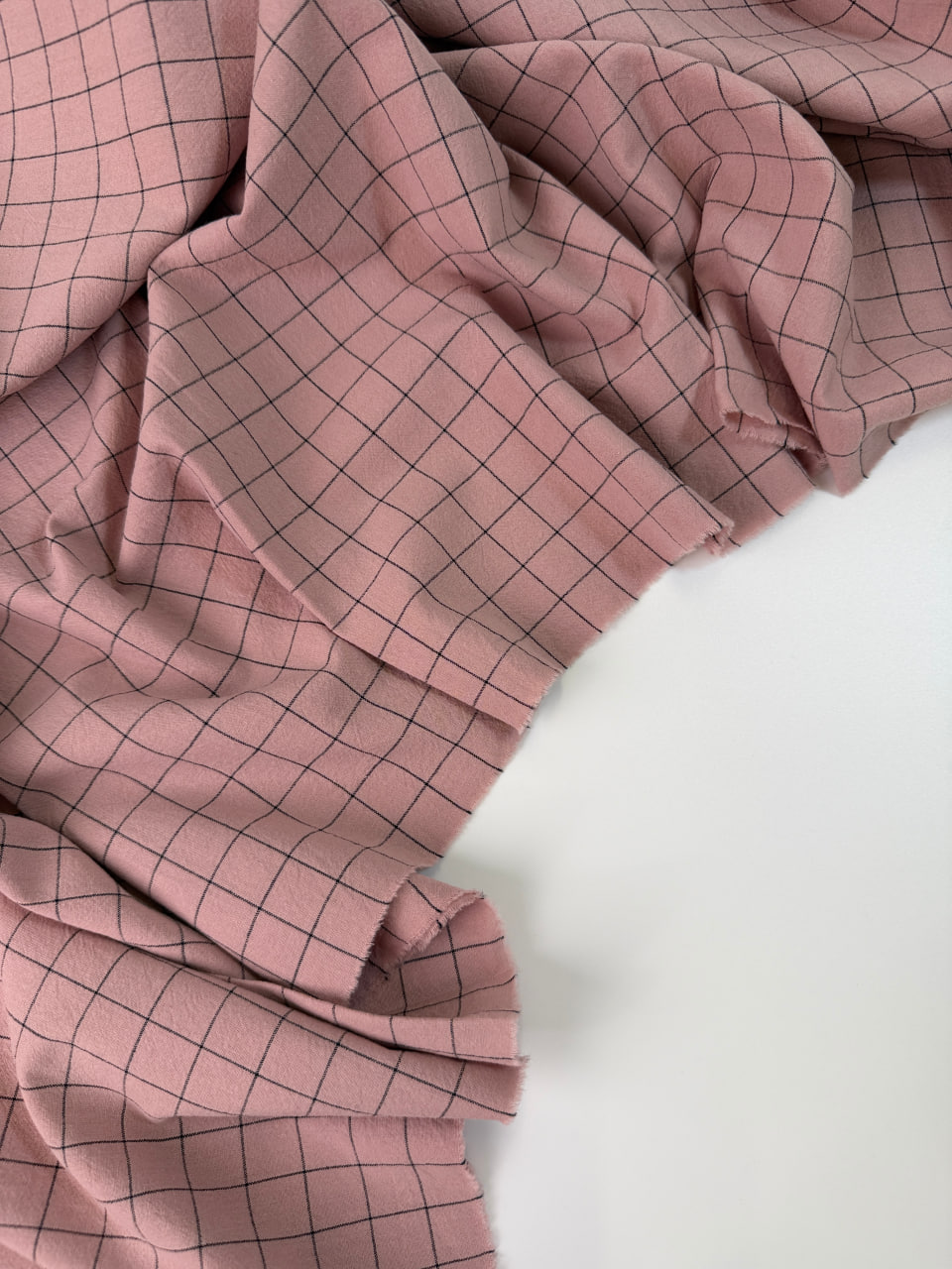 Варёный хлопок клетка 1,5см | Пыльная роза #244, ш.250см, пл. 110-125гр. — изображение 3
